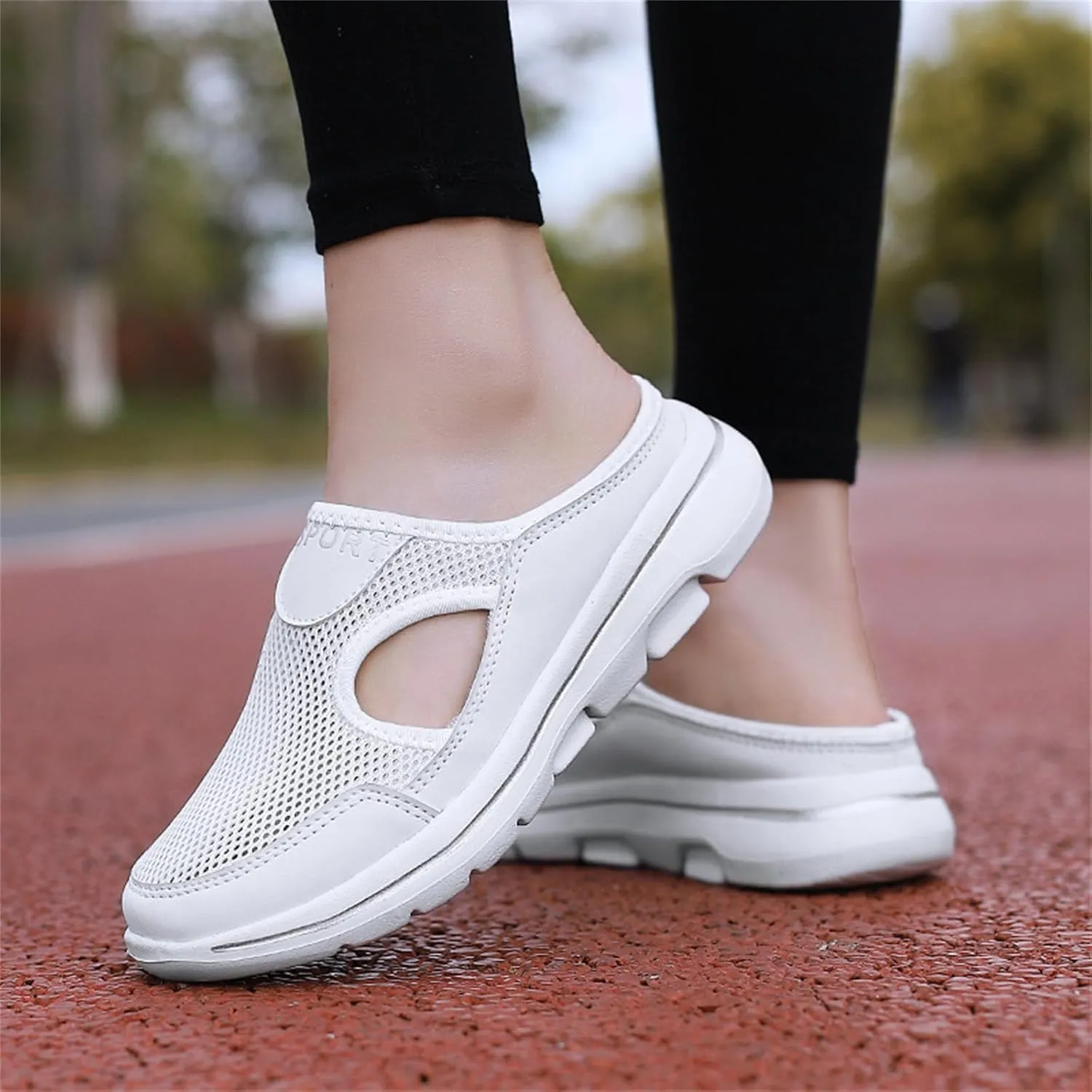 Women's Mules Shoes Breathable Mesh Walking Mules Sneakers Open Back Slip On Shoes Comfort Breathable Support Sports Sandals Outdoor Orthopedic Non Slip Sneakers Closed Toe Slides with Arch Support