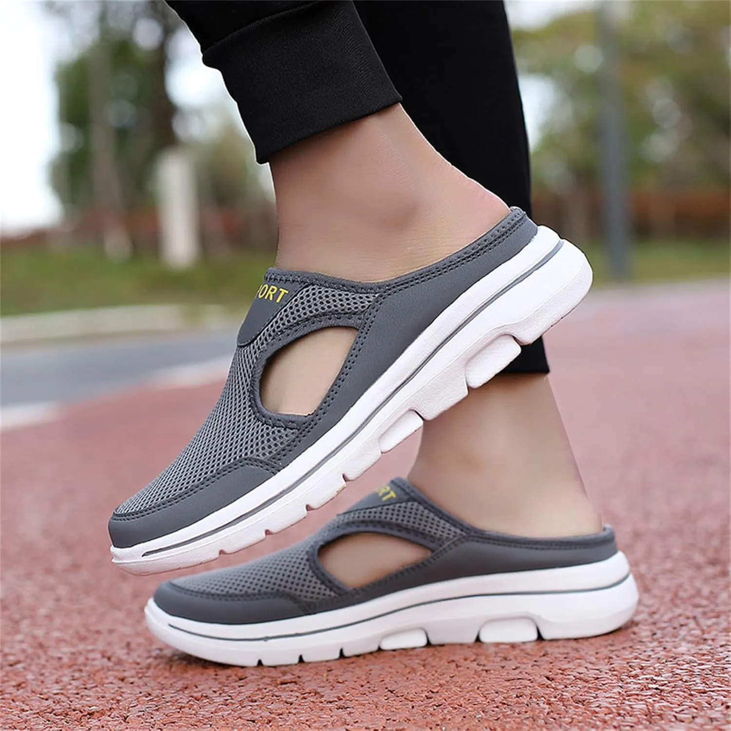 Women's Mules Shoes Breathable Mesh Walking Mules Sneakers Open Back Slip On Shoes Comfort Breathable Support Sports Sandals Outdoor Orthopedic Non Slip Sneakers Closed Toe Slides with Arch Support