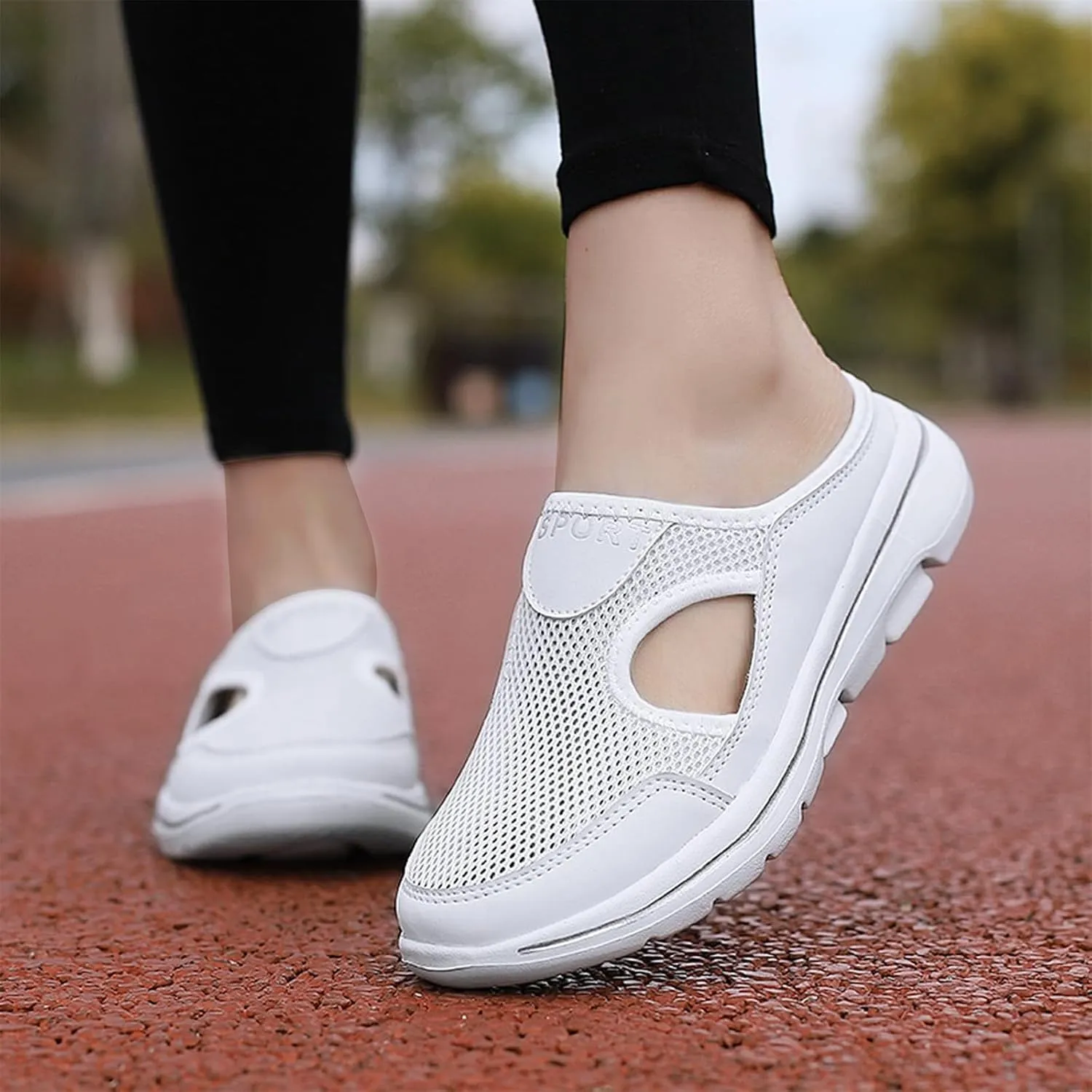 Women's Mules Shoes Breathable Mesh Walking Mules Sneakers Open Back Slip On Shoes Comfort Breathable Support Sports Sandals Outdoor Orthopedic Non Slip Sneakers Closed Toe Slides with Arch Support