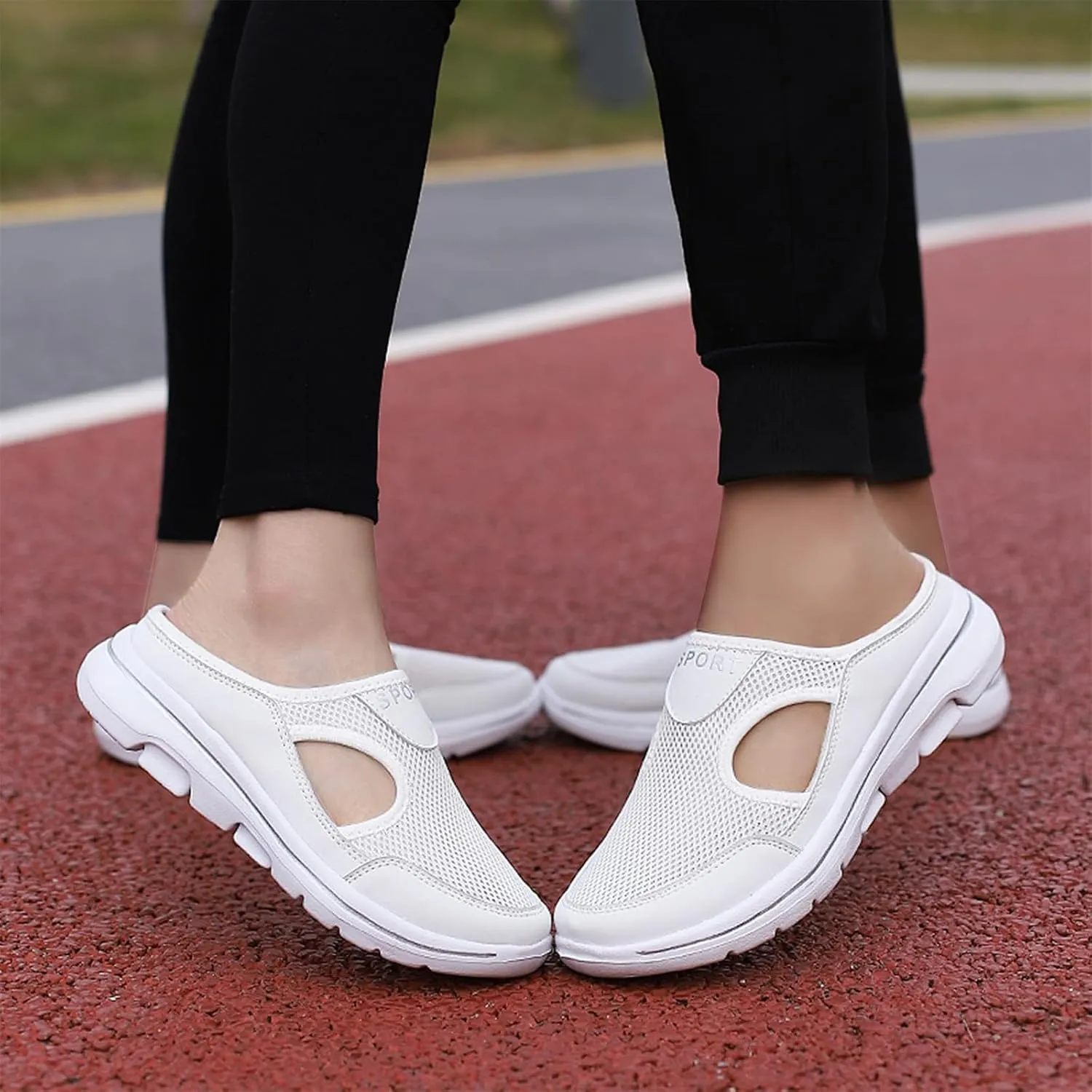 Women's Mules Shoes Breathable Mesh Walking Mules Sneakers Open Back Slip On Shoes Comfort Breathable Support Sports Sandals Outdoor Orthopedic Non Slip Sneakers Closed Toe Slides with Arch Support