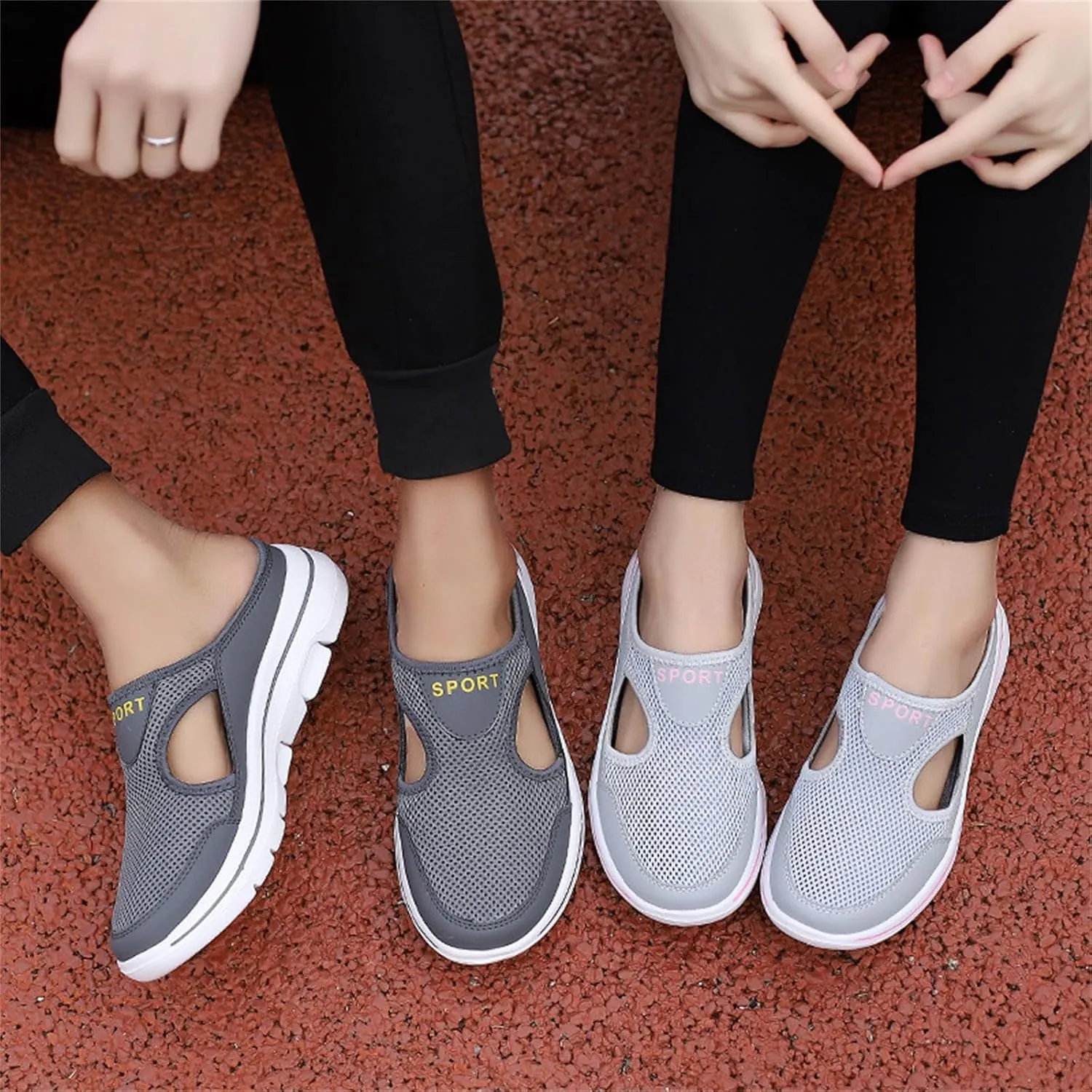 Women's Mules Shoes Breathable Mesh Walking Mules Sneakers Open Back Slip On Shoes Comfort Breathable Support Sports Sandals Outdoor Orthopedic Non Slip Sneakers Closed Toe Slides with Arch Support