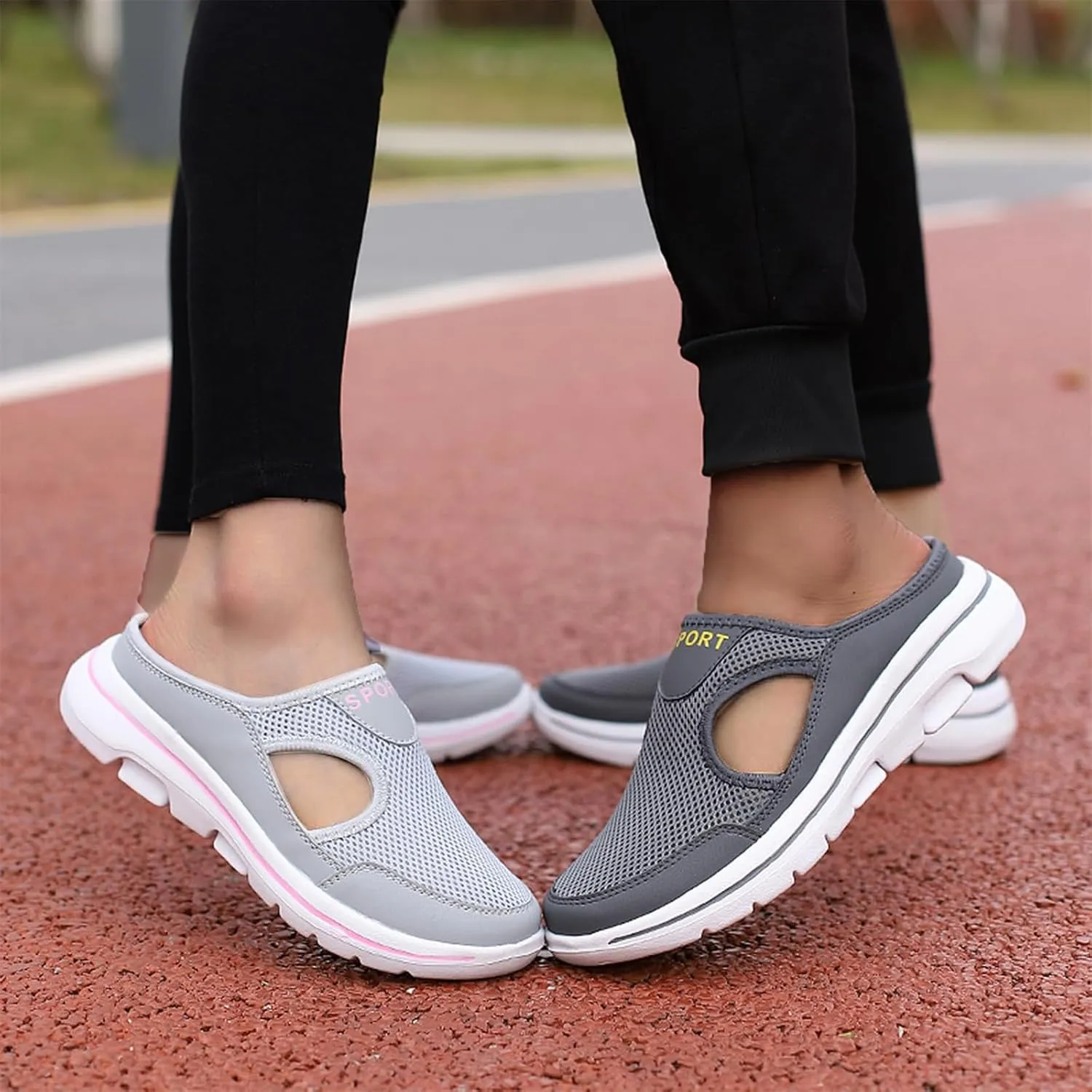 Women's Mules Shoes Breathable Mesh Walking Mules Sneakers Open Back Slip On Shoes Comfort Breathable Support Sports Sandals Outdoor Orthopedic Non Slip Sneakers Closed Toe Slides with Arch Support