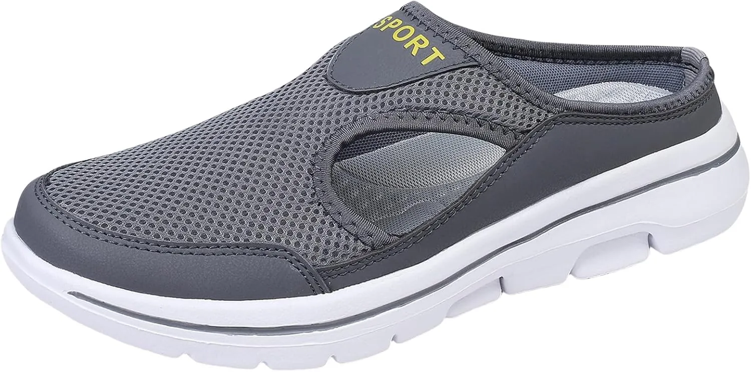 Women's Mules Shoes Breathable Mesh Walking Mules Sneakers Open Back Slip On Shoes Comfort Breathable Support Sports Sandals Outdoor Orthopedic Non Slip Sneakers Closed Toe Slides with Arch Support
