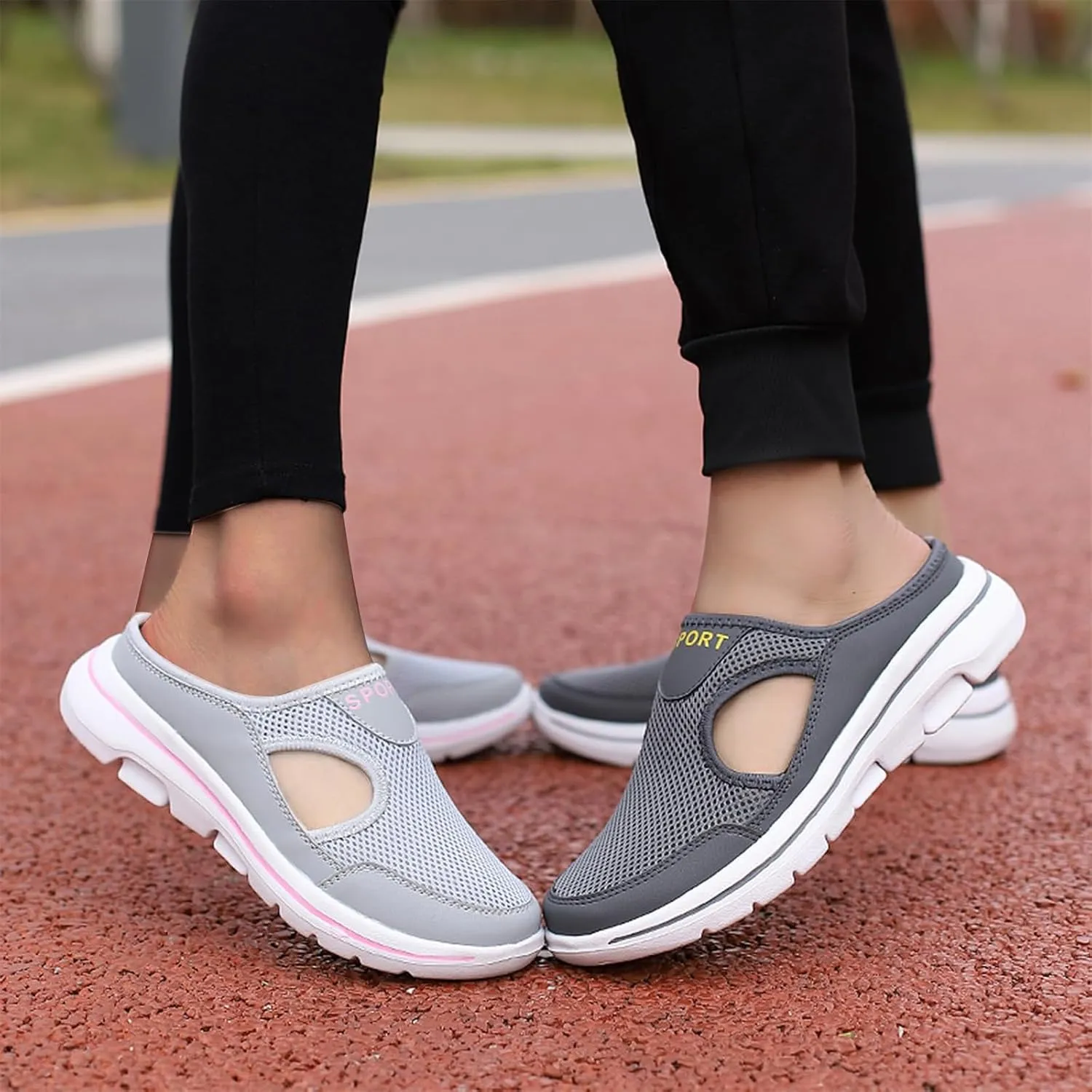 Women's Mules Shoes Breathable Mesh Walking Mules Sneakers Open Back Slip On Shoes Comfort Breathable Support Sports Sandals Outdoor Orthopedic Non Slip Sneakers Closed Toe Slides with Arch Support