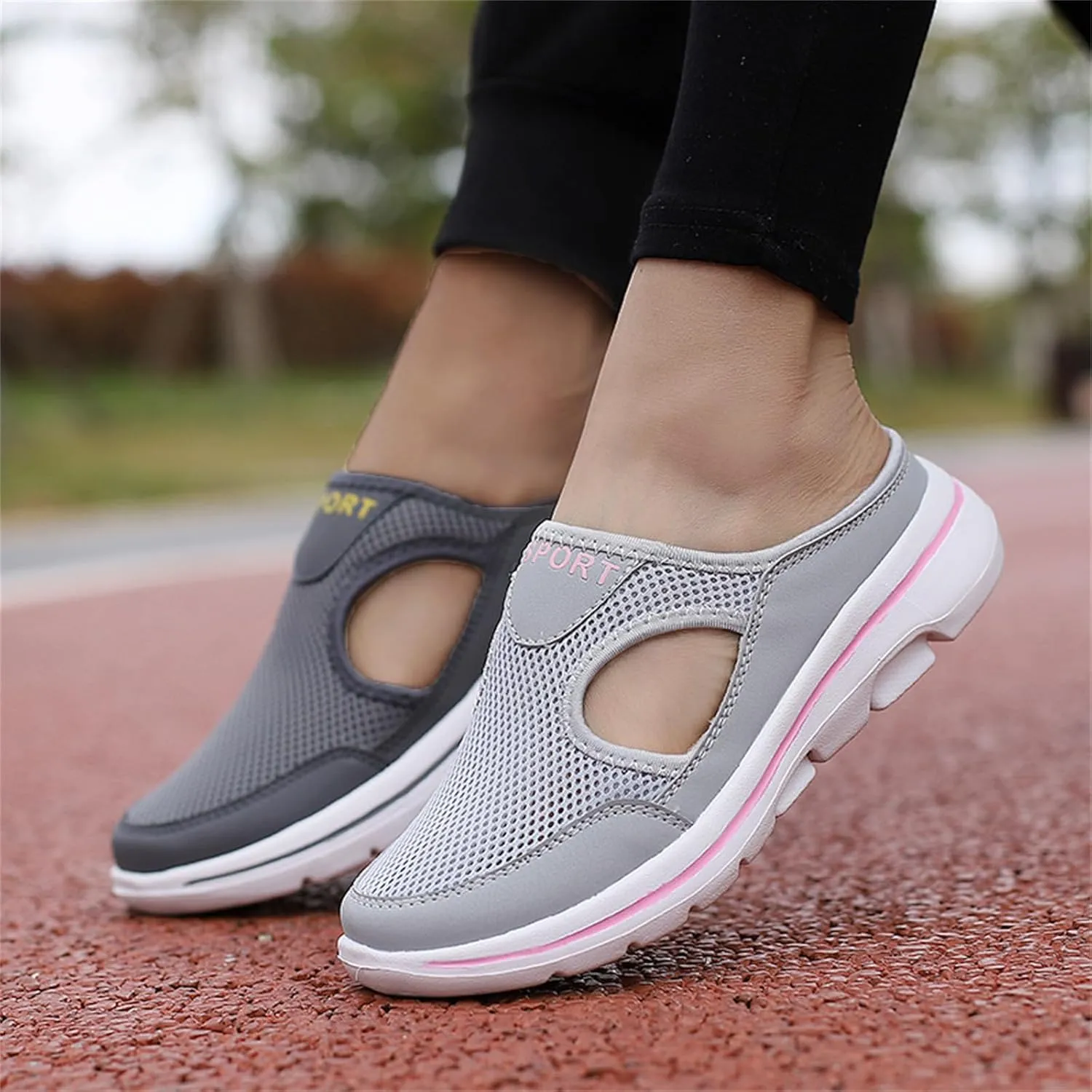 Women's Mules Shoes Breathable Mesh Walking Mules Sneakers Open Back Slip On Shoes Comfort Breathable Support Sports Sandals Outdoor Orthopedic Non Slip Sneakers Closed Toe Slides with Arch Support