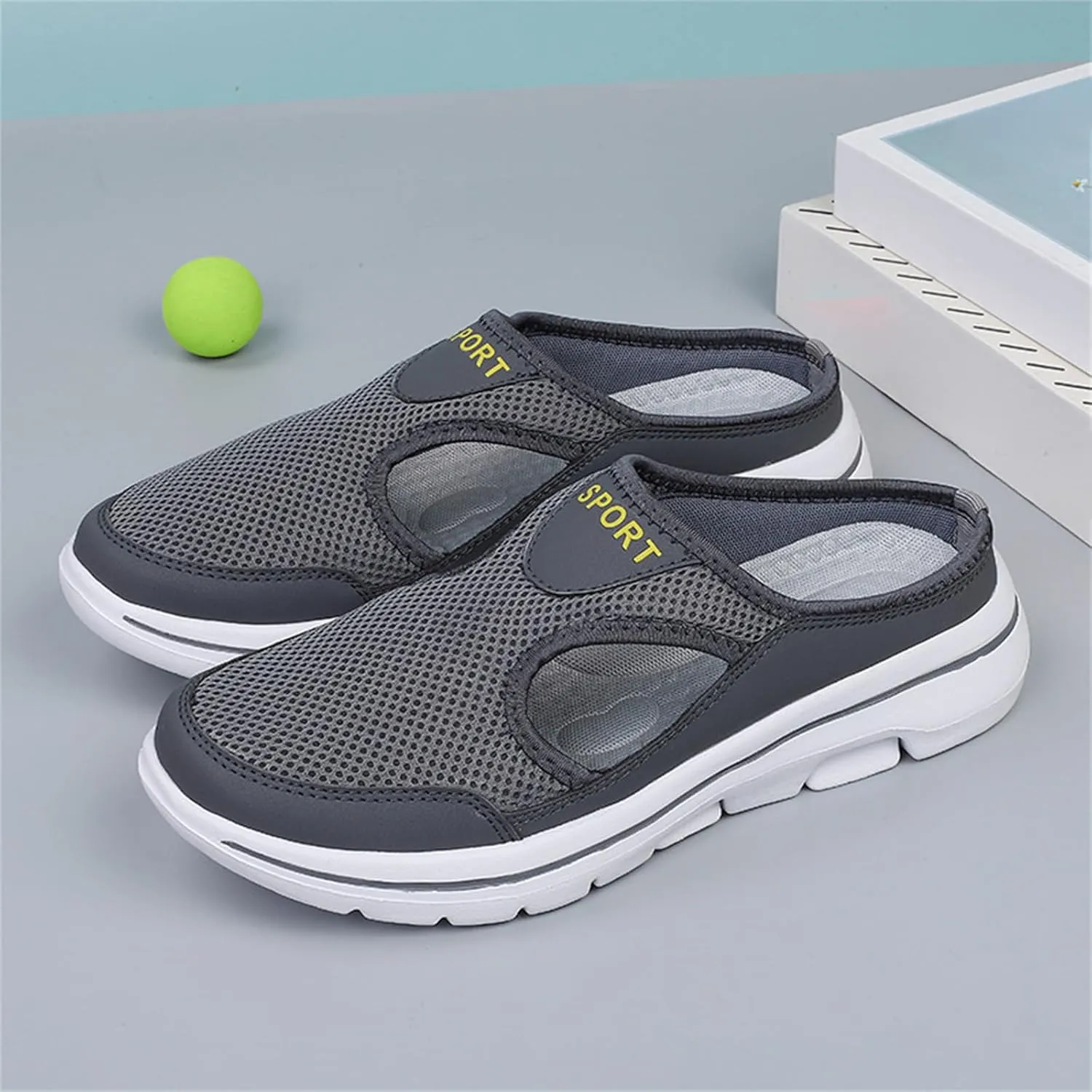 Women's Mules Shoes Breathable Mesh Walking Mules Sneakers Open Back Slip On Shoes Comfort Breathable Support Sports Sandals Outdoor Orthopedic Non Slip Sneakers Closed Toe Slides with Arch Support