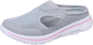 Women's Mules Shoes Breathable Mesh Walking Mules Sneakers Open Back Slip On Shoes Comfort Breathable Support Sports Sandals Outdoor Orthopedic Non Slip Sneakers Closed Toe Slides with Arch Support
