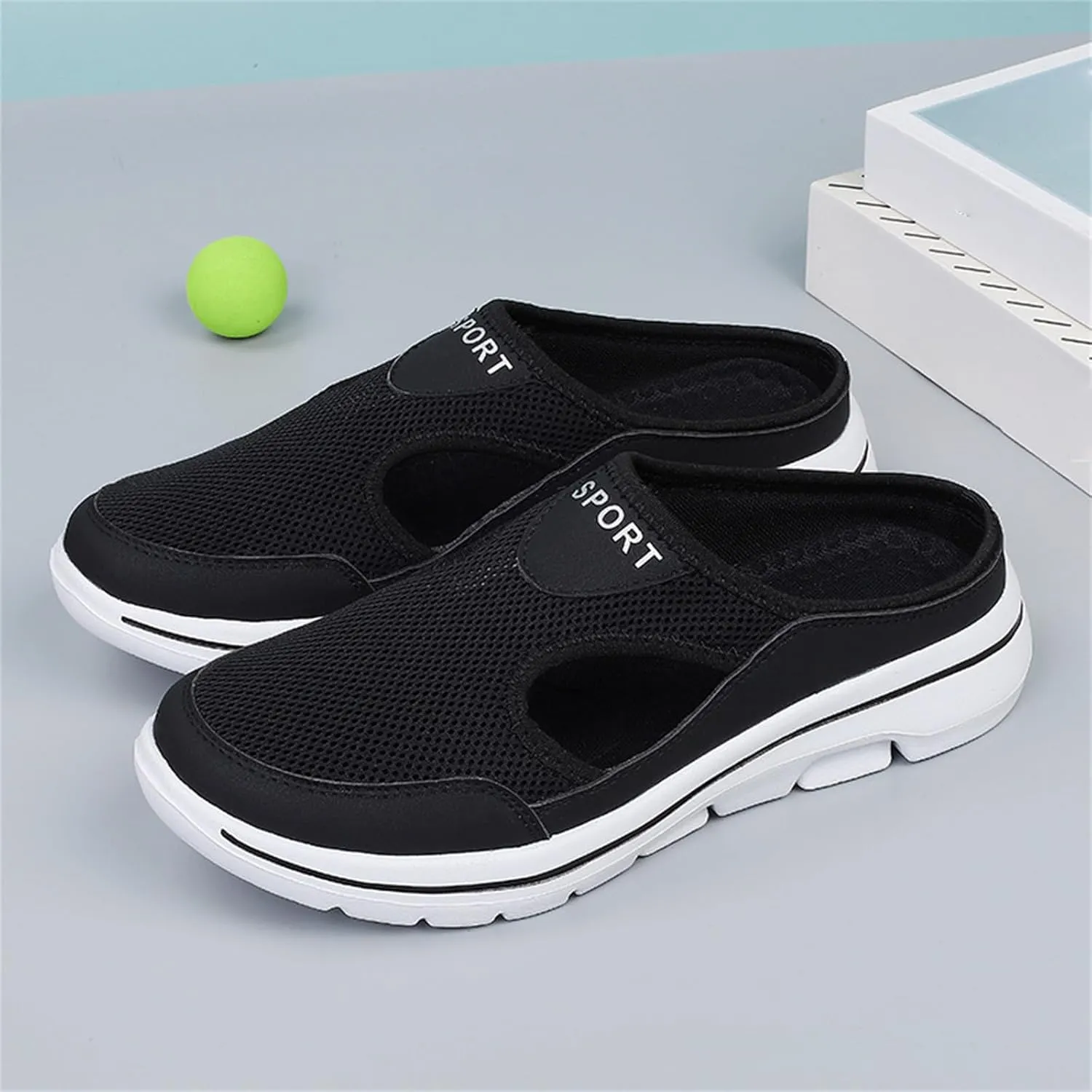Women's Mules Shoes Breathable Mesh Walking Mules Sneakers Open Back Slip On Shoes Comfort Breathable Support Sports Sandals Outdoor Orthopedic Non Slip Sneakers Closed Toe Slides with Arch Support