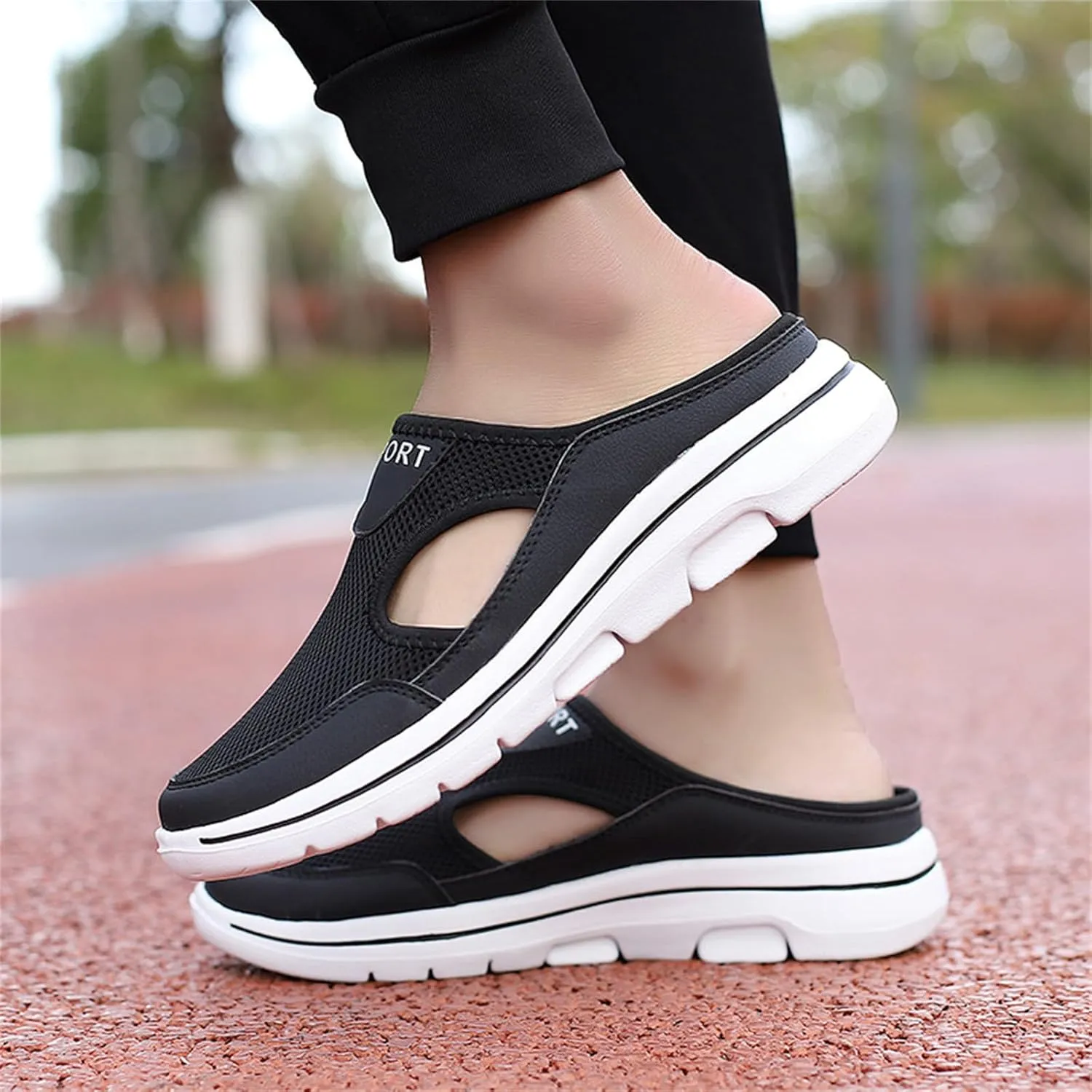 Women's Mules Shoes Breathable Mesh Walking Mules Sneakers Open Back Slip On Shoes Comfort Breathable Support Sports Sandals Outdoor Orthopedic Non Slip Sneakers Closed Toe Slides with Arch Support