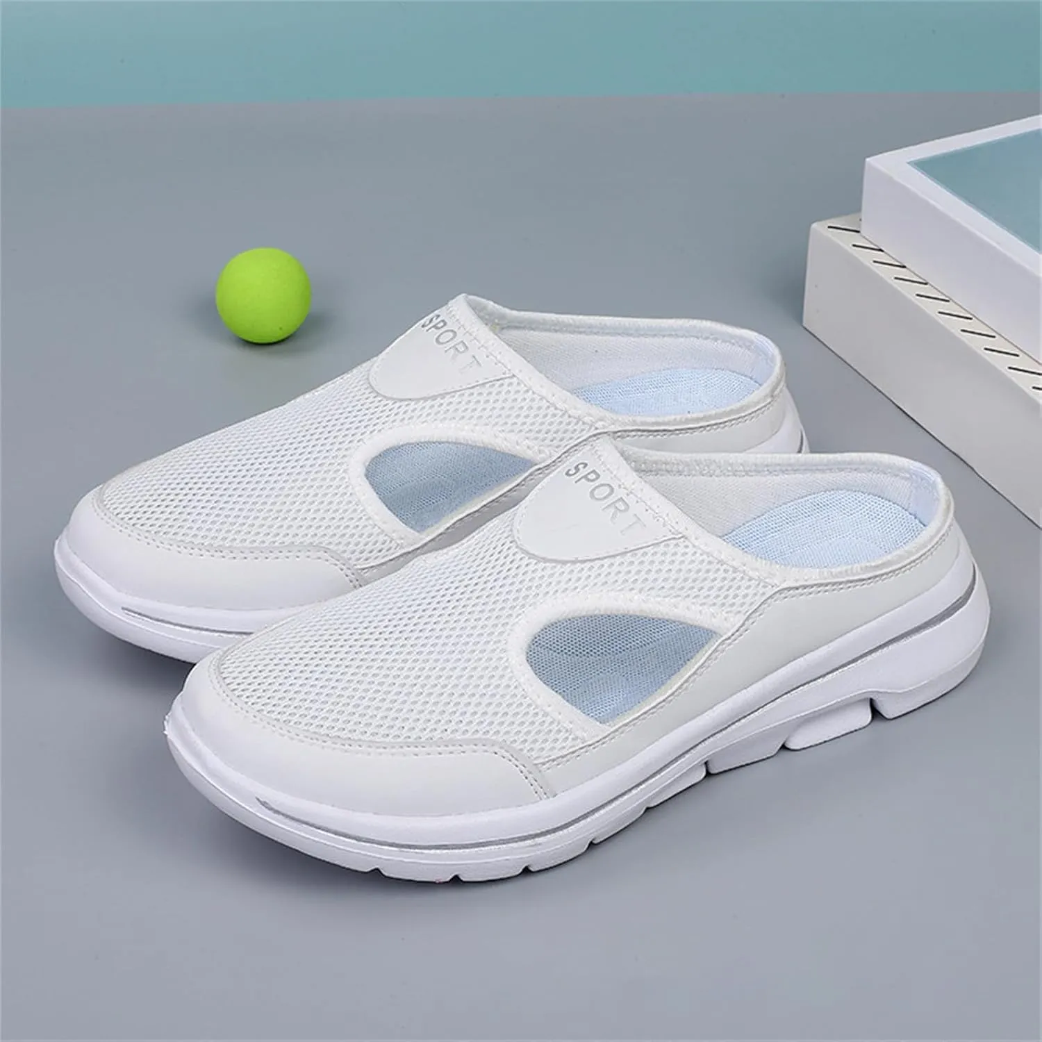 Women's Mules Shoes Breathable Mesh Walking Mules Sneakers Open Back Slip On Shoes Comfort Breathable Support Sports Sandals Outdoor Orthopedic Non Slip Sneakers Closed Toe Slides with Arch Support