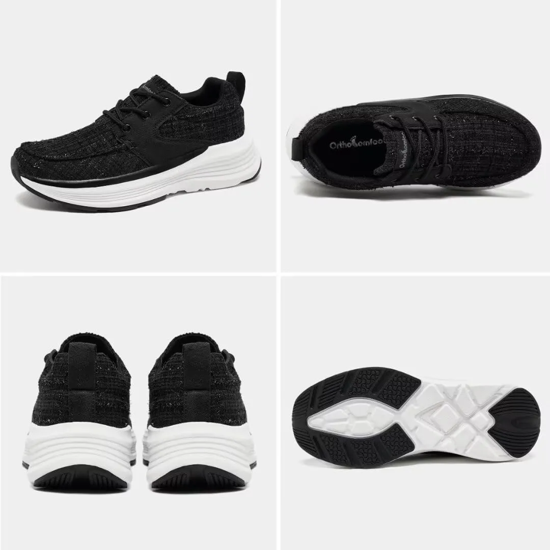 Women's Orthopedic Fashion Sneakers for Plantar Fasciitis: Flat Feet Supportive Cushioned Walking Shoes with Arch Support, Orthotic Soft Casual Sneakers for Ankle and Foot Pain Relief
