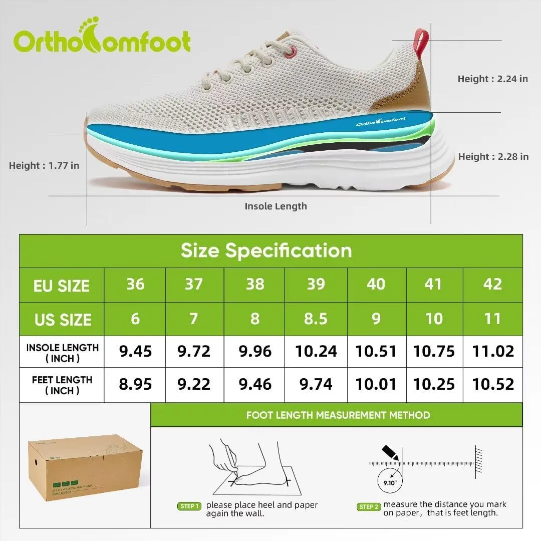 Women's Orthopedic Fashion Sneakers for Plantar Fasciitis: Flat Feet Supportive Cushioned Walking Shoes with Arch Support, Orthotic Soft Casual Sneakers for Ankle and Foot Pain Relief