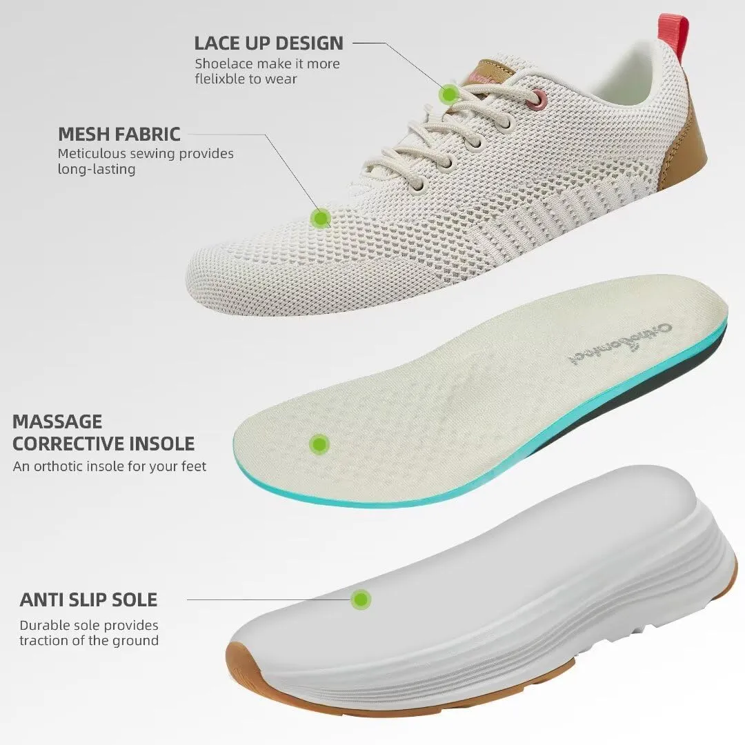 Women's Orthopedic Fashion Sneakers for Plantar Fasciitis: Flat Feet Supportive Cushioned Walking Shoes with Arch Support, Orthotic Soft Casual Sneakers for Ankle and Foot Pain Relief
