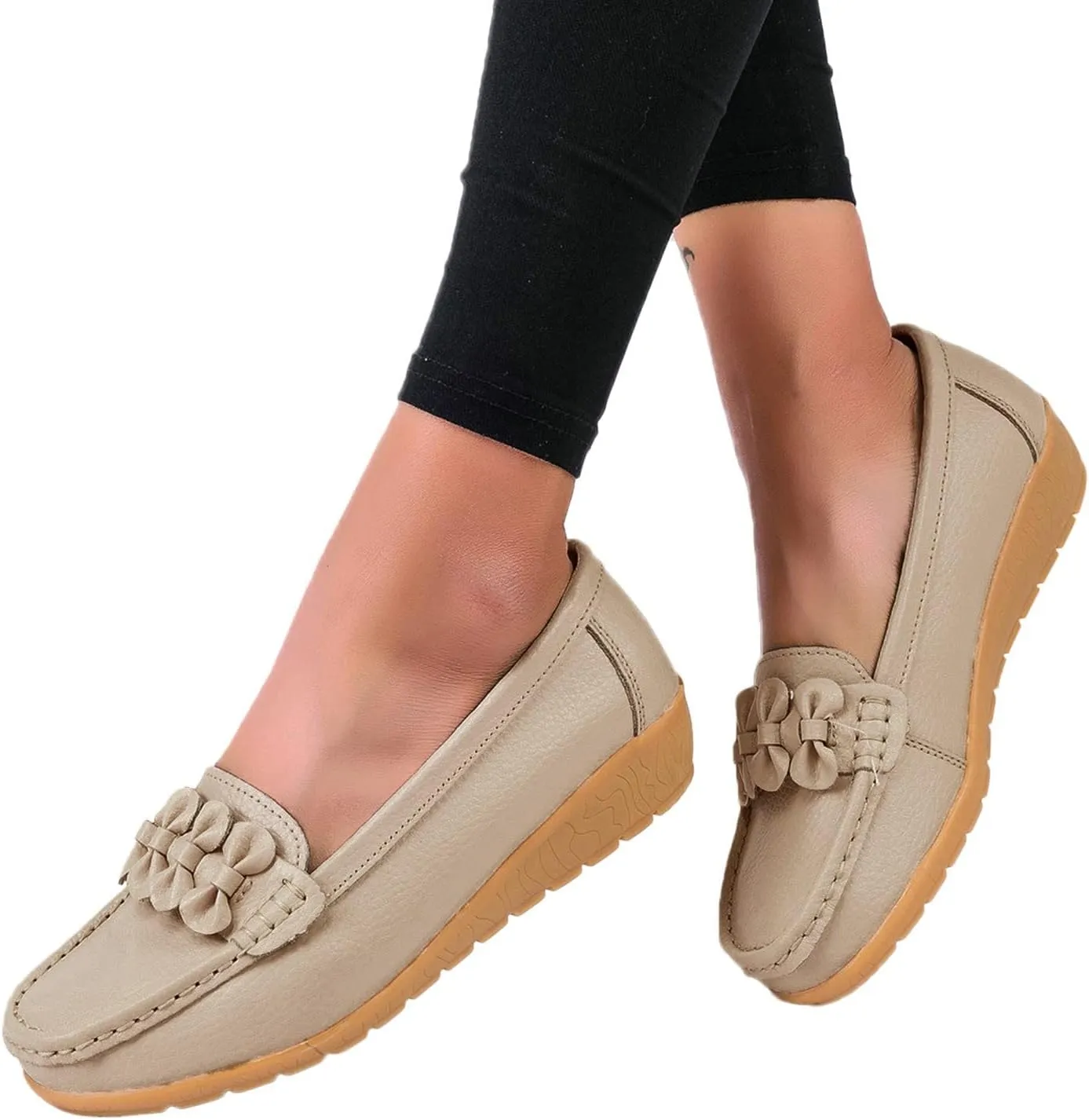 Womens Orthopedic Loafers in Breathable Leather Comfortable Hollow Soft Flat Sandals Summer Casual Slip-On Shoes Cowhide Cutout New Women for Sole Slide Sports Loafer