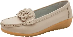 Womens Orthopedic Loafers in Breathable Leather Comfortable Hollow Soft Flat Sandals Summer Casual Slip-On Shoes Cowhide Cutout New Women for Sole Slide Sports Loafer