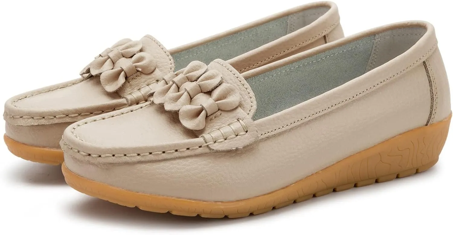 Womens Orthopedic Loafers in Breathable Leather Comfortable Hollow Soft Flat Sandals Summer Casual Slip-On Shoes Cowhide Cutout New Women for Sole Slide Sports Loafer