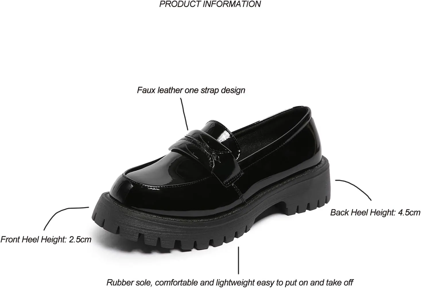 Women's Patent Leather Flat Penny Loafers, Business Casual Thick-Soled Shoes, Professional Comfortable Non-Slip Office Work Shoes