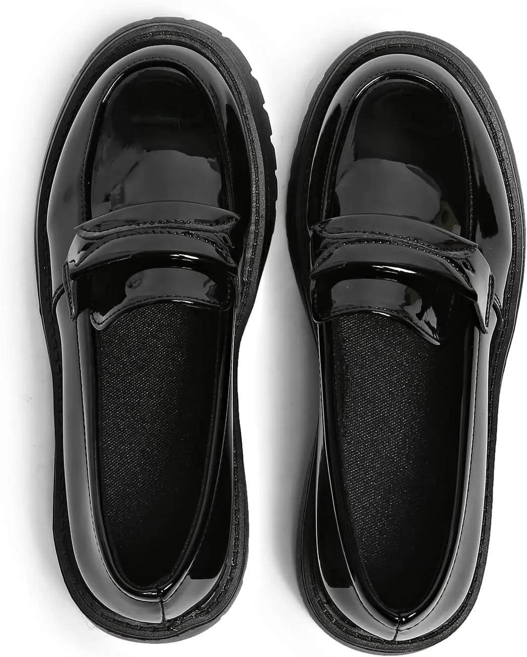 Women's Patent Leather Flat Penny Loafers, Business Casual Thick-Soled Shoes, Professional Comfortable Non-Slip Office Work Shoes