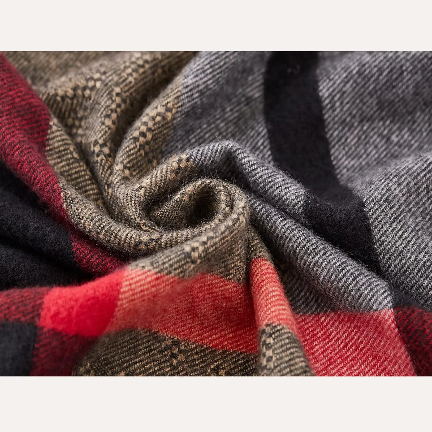 Women's Plaid Shawl Wrap Warm Cardigan Open Front Poncho Cape for Central Air Conditioning or Public Chilly Places