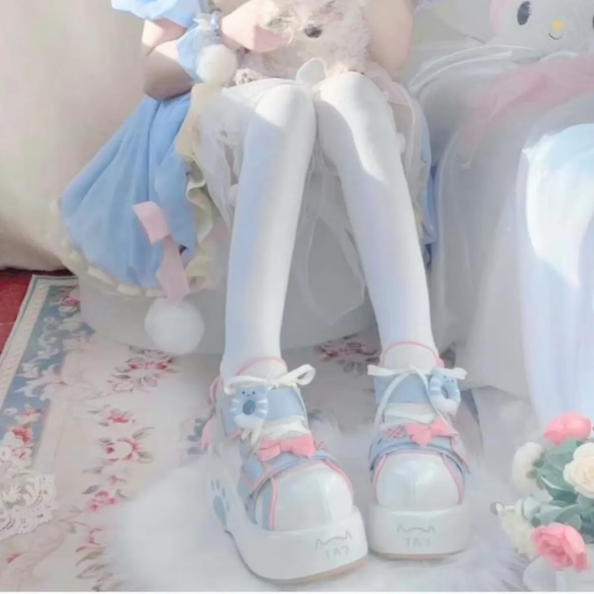 Women's Platform Sneakers Chunky Sole 2.7 inches Y2K Kawaii Donut Bear PU Cute Casual Shoes for Teens Girls Streetwear