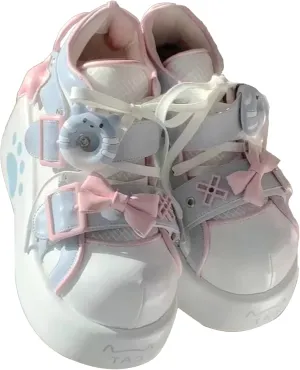 Women's Platform Sneakers Chunky Sole 2.7 inches Y2K Kawaii Donut Bear PU Cute Casual Shoes for Teens Girls Streetwear
