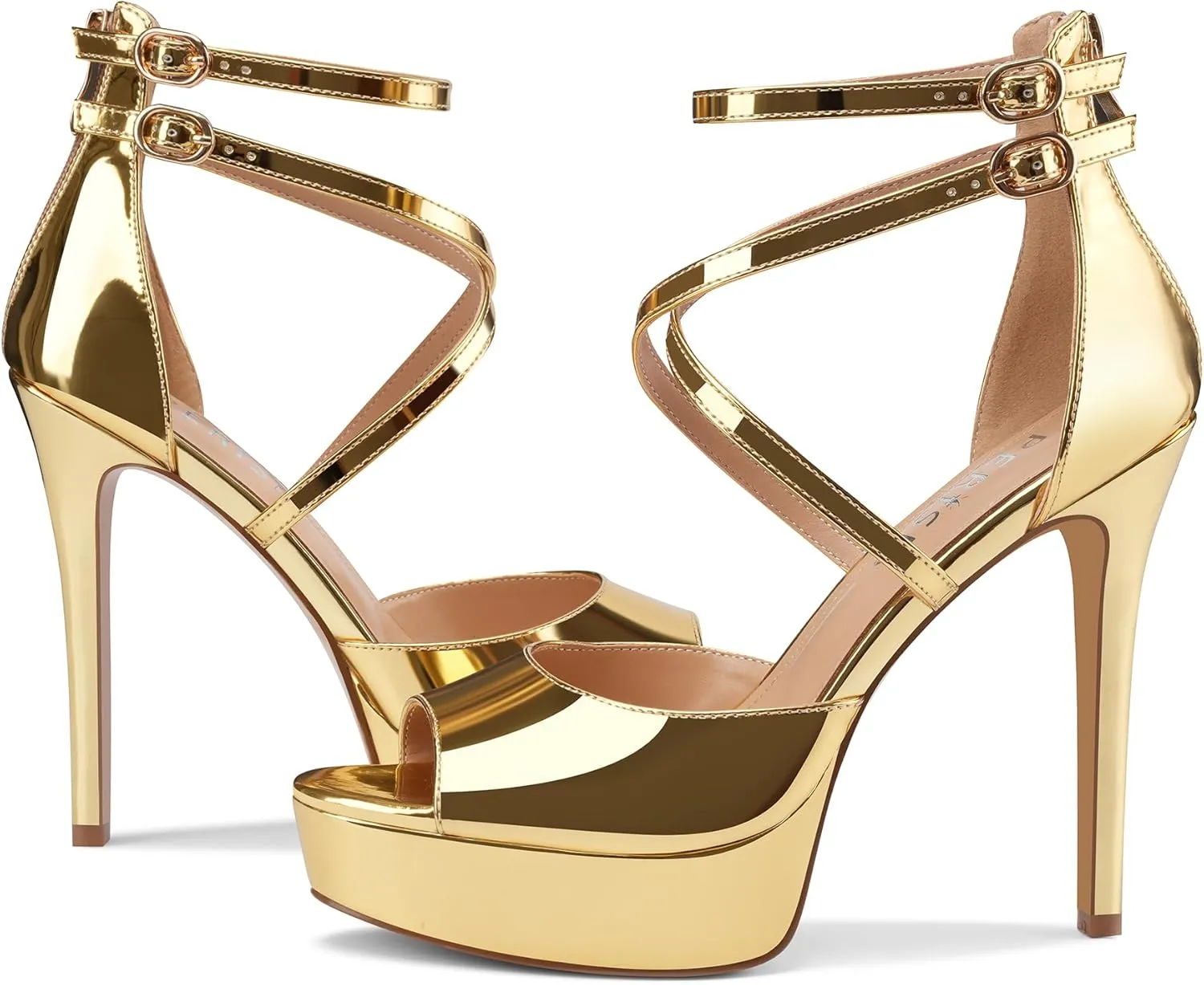 Women's Platform Stiletto High Heels Peep Open Toe Crisscross Stilettos Strappy Sandals Heeled Spring Summer Sandals for Ladies Comfy 5 Inch