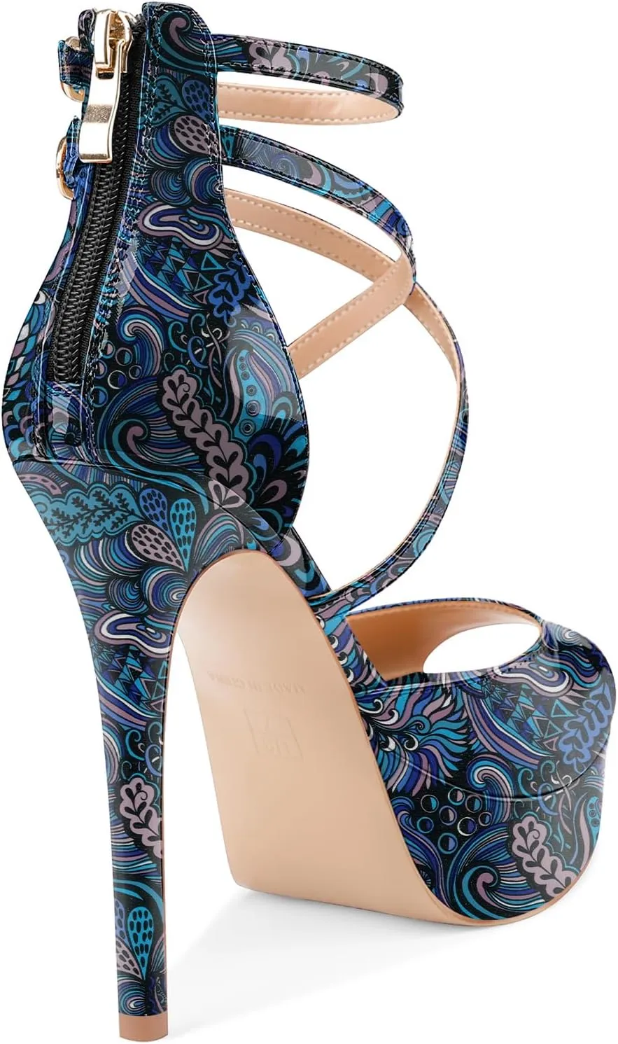 Women's Platform Stiletto High Heels Peep Open Toe Crisscross Stilettos Strappy Sandals Heeled Spring Summer Sandals for Ladies Comfy 5 Inch