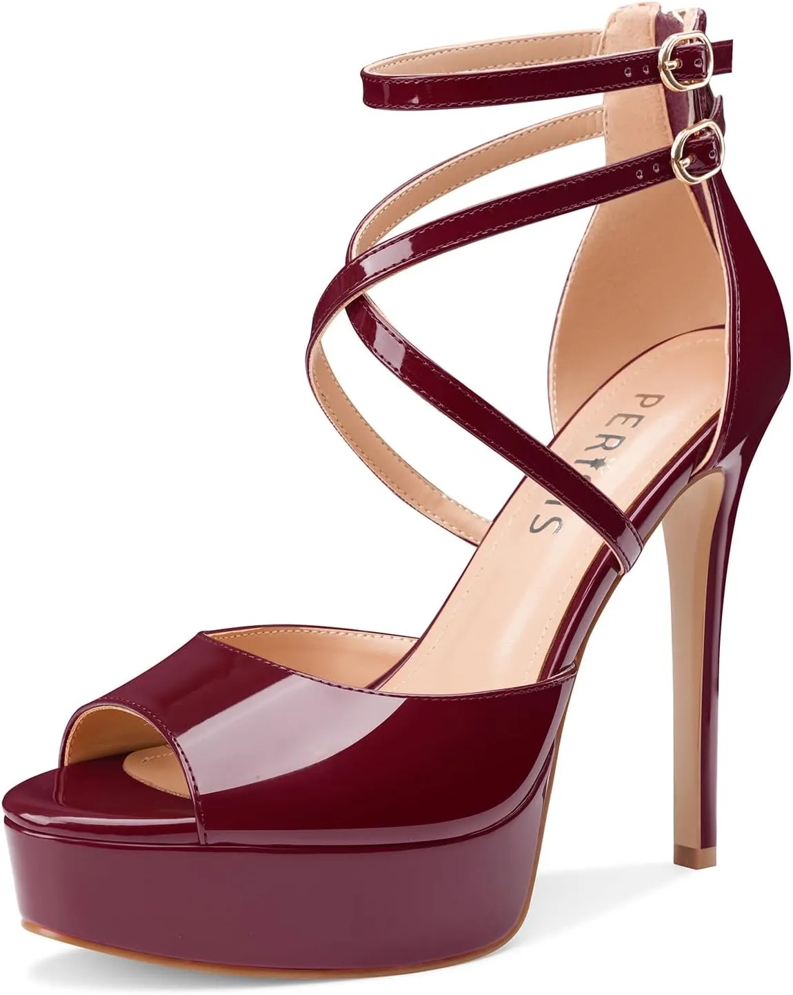 Women's Platform Stiletto High Heels Peep Open Toe Crisscross Stilettos Strappy Sandals Heeled Spring Summer Sandals for Ladies Comfy 5 Inch