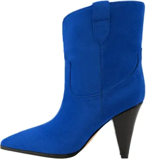Women's Pointed Toe Ankle Boots High Heel Booties Fashion Dress Tapered Heels Suede Small Size Large Comfy Classic Elastic Relaxed Slouchy Warm Casual