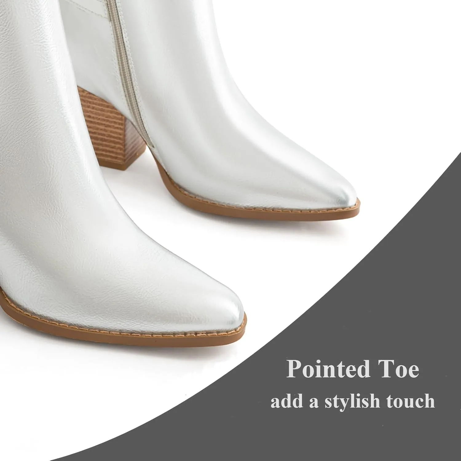 Womens Pointed Toe Ankle Boots Two Buckle Straps Fashion Dating Dress 3 Inch Chunky Block Mid Heel Booties with Zip