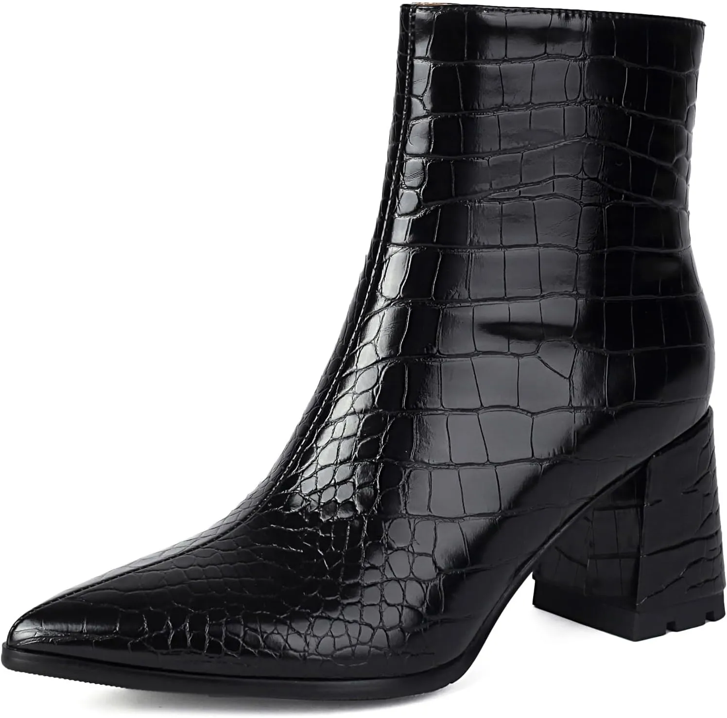 Women's Pointed Toe Boots Block Chunky Heel Ankle Booties