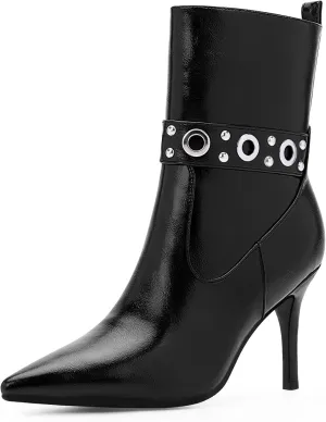 Women's Pointed Toe Stiletto High Heel Zipper Ankle Boots