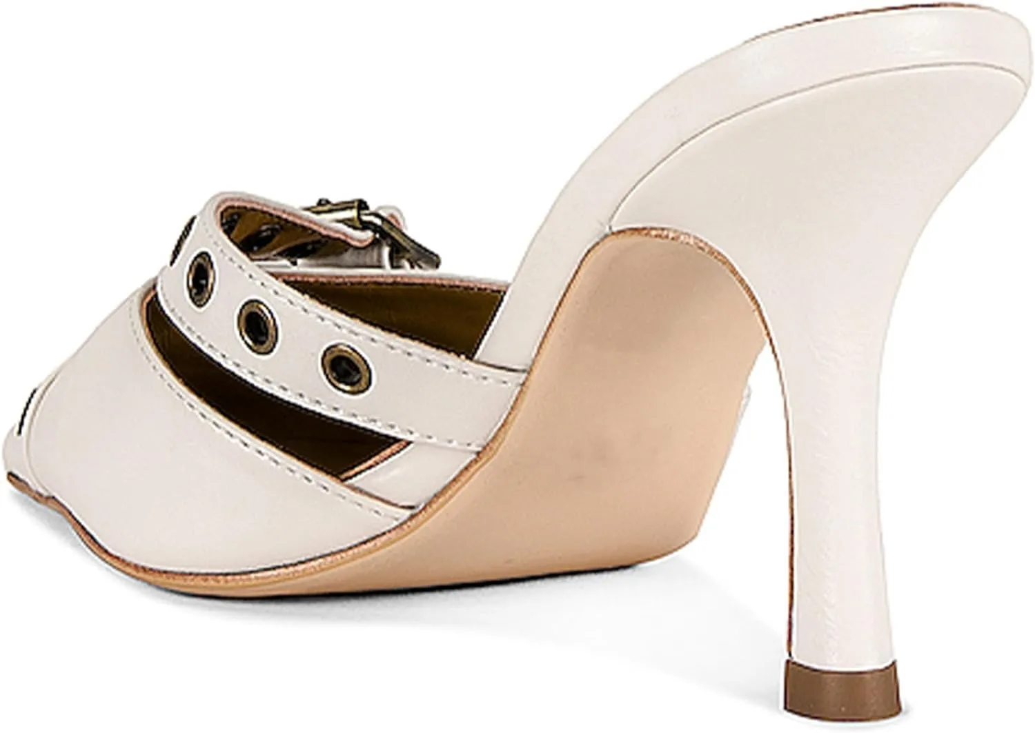 Women's Pointy Heeled Sandals, Slip On Studded Kitten Heels, Cross Buckle Heeled Mules, Summer Party Bride Wedding Pump Shoes, 3.25IN