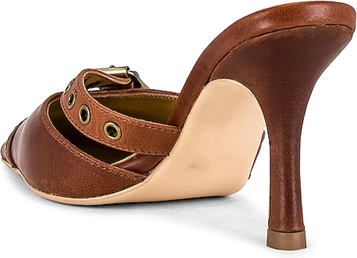 Women's Pointy Heeled Sandals, Slip On Studded Kitten Heels, Cross Buckle Heeled Mules, Summer Party Bride Wedding Pump Shoes, 3.25IN