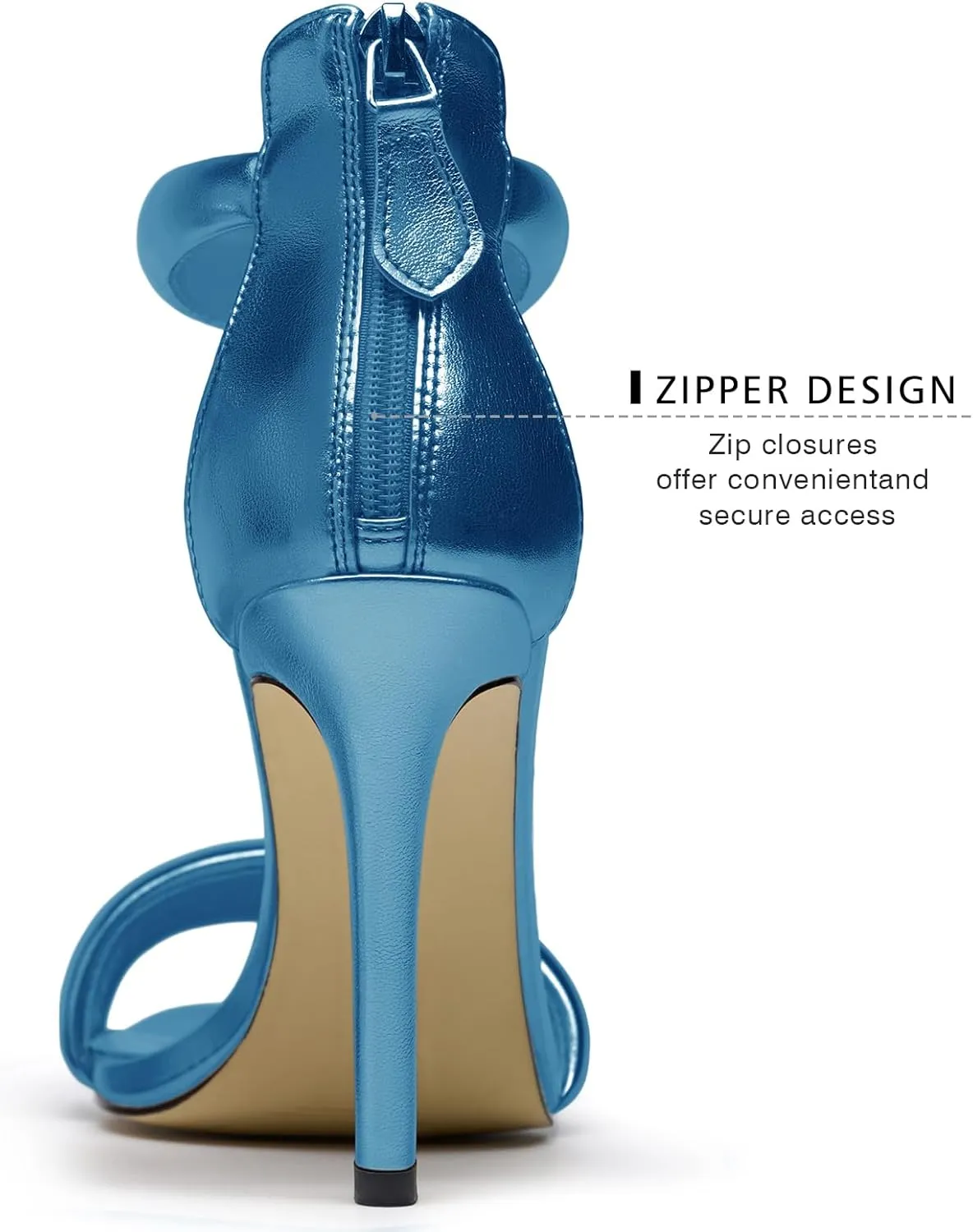 Women's Pump Open Toe Heel Sandals Back Zipper Round Ankle Strappy Stiletto Heels Sparkle Glitter Metallic Party Sexy Wedding Dressy Shoes