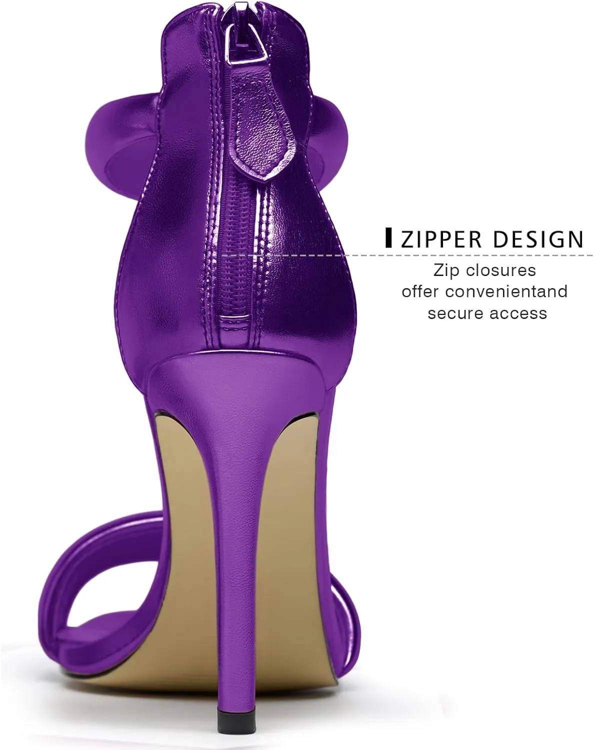 Women's Pump Open Toe Heel Sandals Back Zipper Round Ankle Strappy Stiletto Heels Sparkle Glitter Metallic Party Sexy Wedding Dressy Shoes