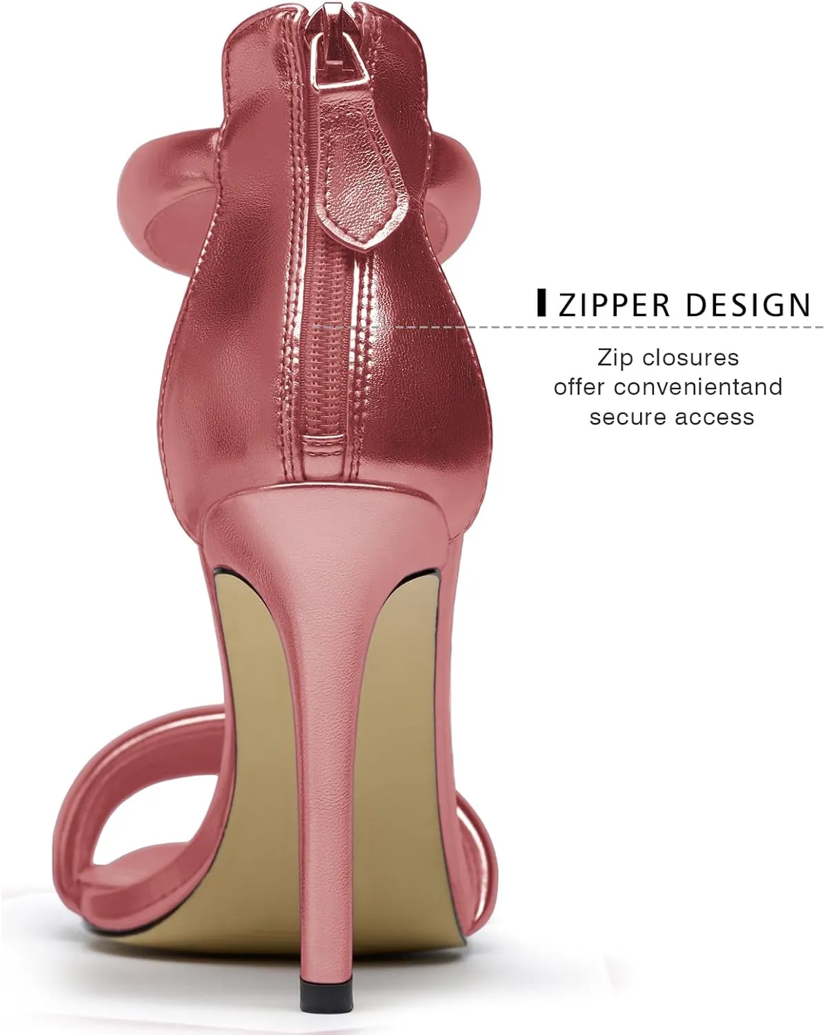 Women's Pump Open Toe Heel Sandals Back Zipper Round Ankle Strappy Stiletto Heels Sparkle Glitter Metallic Party Sexy Wedding Dressy Shoes