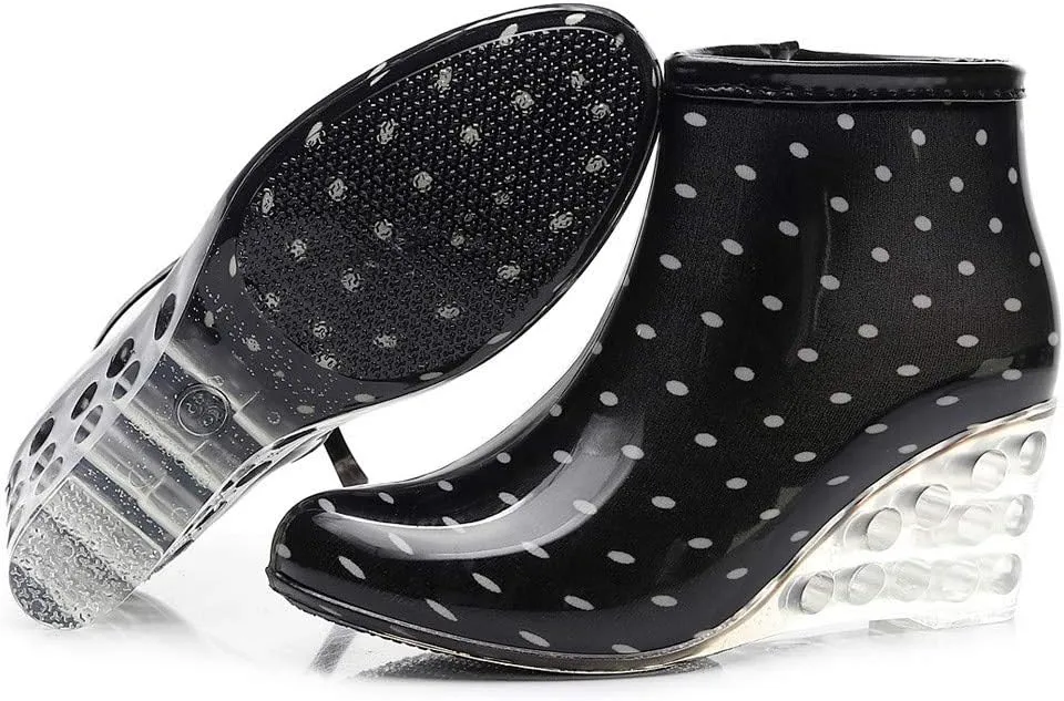 Women's Rain Boots Wedges Short Rain Boots Water Shoes Olive Overalls Women