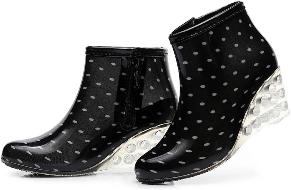 Women's Rain Boots Wedges Short Rain Boots Water Shoes Olive Overalls Women
