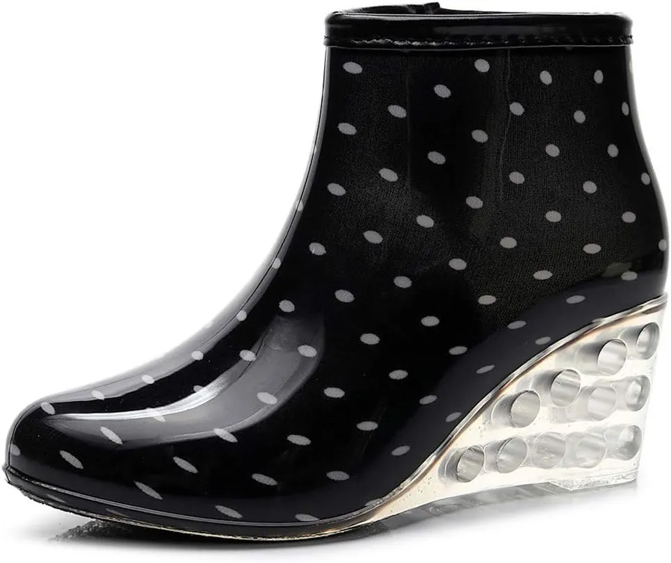 Women's Rain Boots Wedges Short Rain Boots Water Shoes Olive Overalls Women