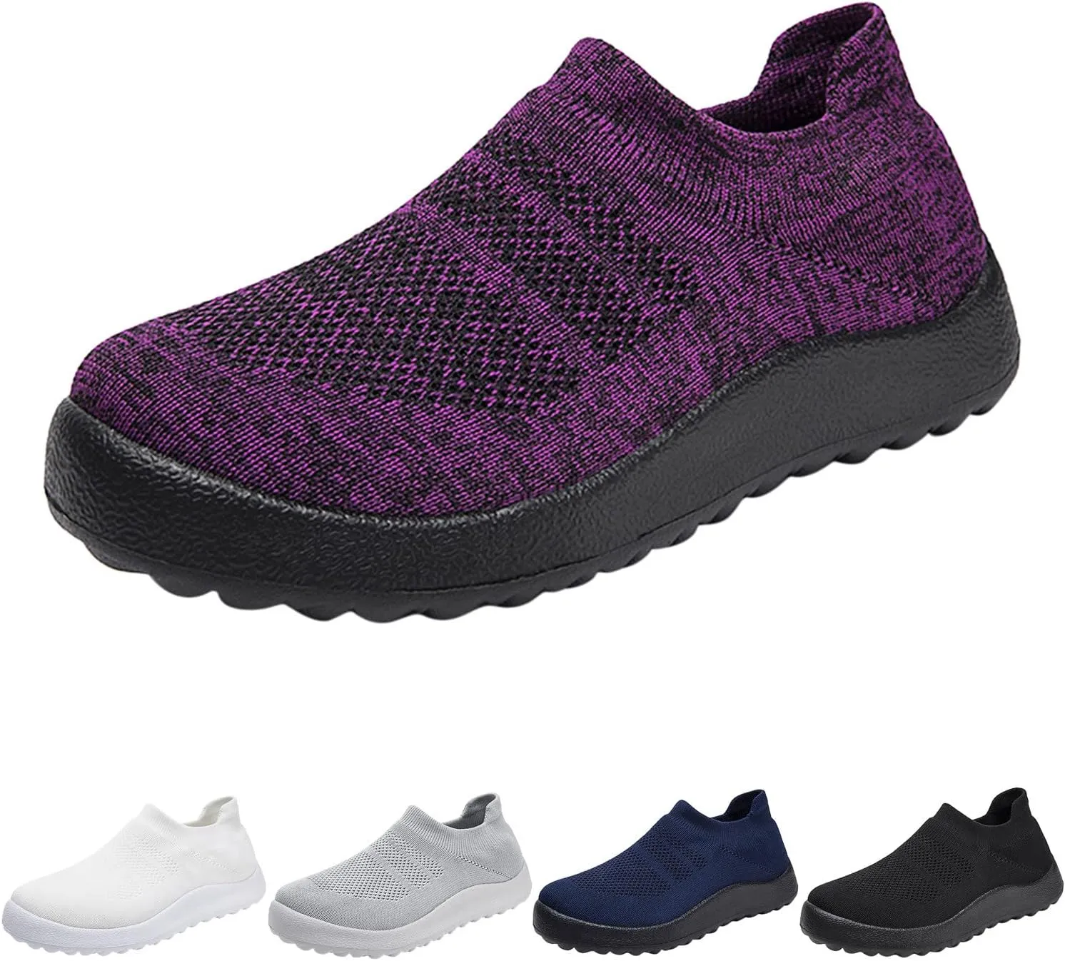 Womens Running Shoes Lightweight Tennis Shoes Non Slip Slip On Shoes Women Comfortable White Casual Shoes Wedge Sneakers Red Tennis Shoe Loafers Casual Slip On