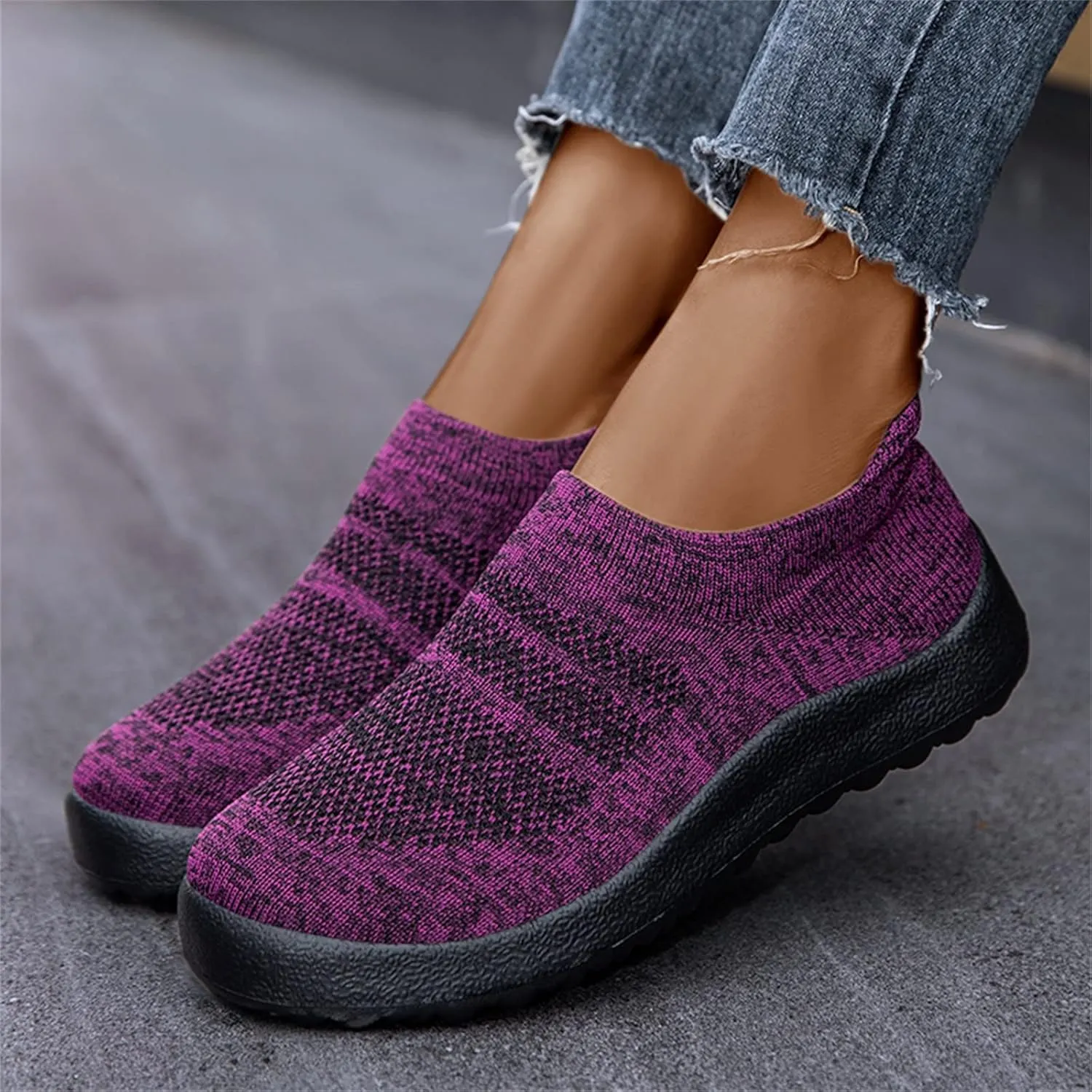 Womens Running Shoes Lightweight Tennis Shoes Non Slip Slip On Shoes Women Comfortable White Casual Shoes Wedge Sneakers Red Tennis Shoe Loafers Casual Slip On