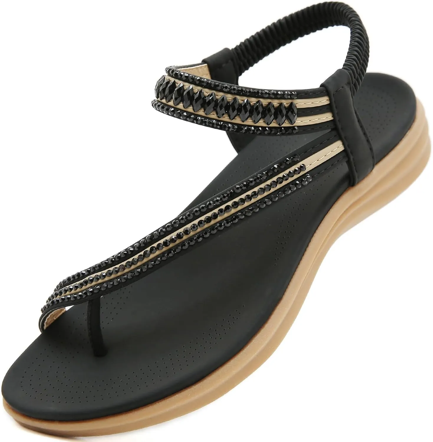 Womens Sandals Comfortable Dressy with Elastic Ankle Strap