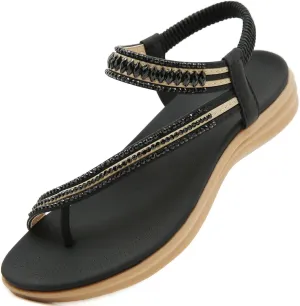 Womens Sandals Comfortable Dressy with Elastic Ankle Strap