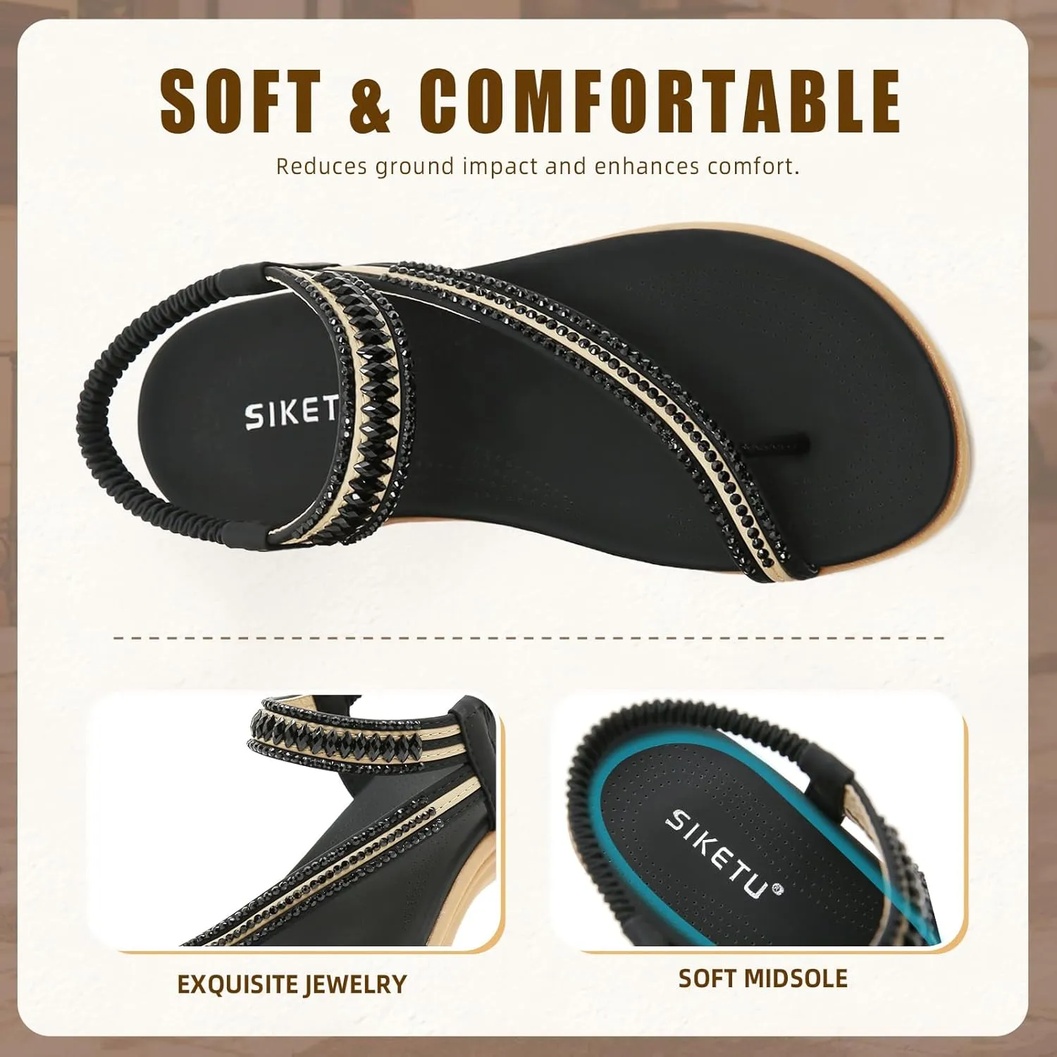 Womens Sandals Comfortable Dressy with Elastic Ankle Strap