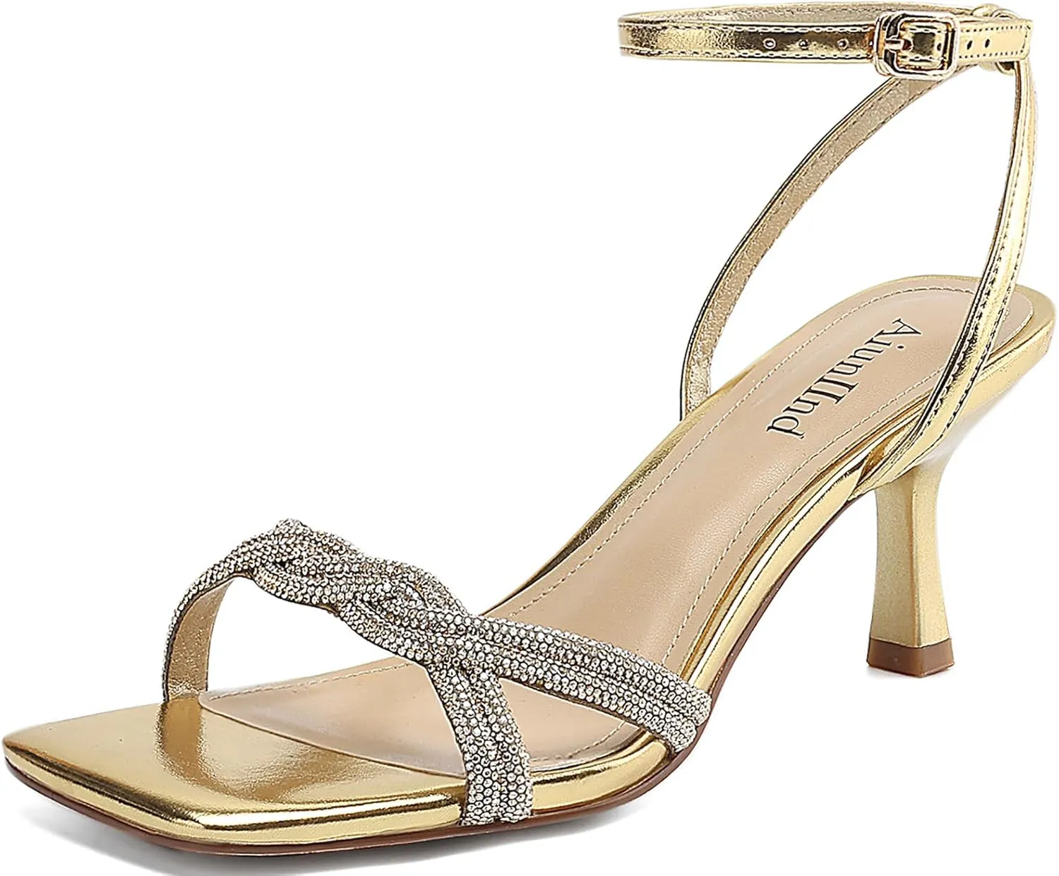 Women's Sandals Square Open Toe Kitten Heels Strappy Ankle Strap Sandals for Women Comfort Dress Party Shoes