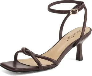 Women's Sandals Square Open Toe Kitten Heels Strappy Ankle Strap Sandals for Women Comfort Dress Party Shoes