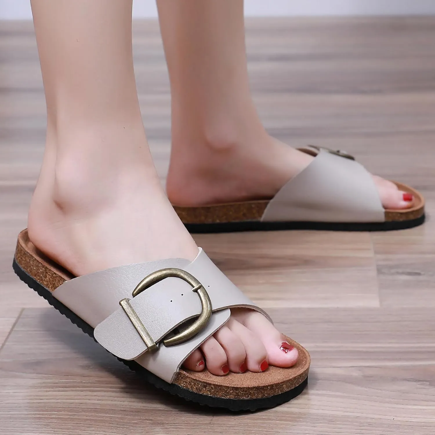 Women's Sandals with Comfort Cork Footbed Summer Outdoor Slide Sandals