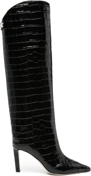 Women's Sexy Knee High Boots Stiletto Pointed Toe Tall Boots Wide Calf Leather Riding Boots Winter
