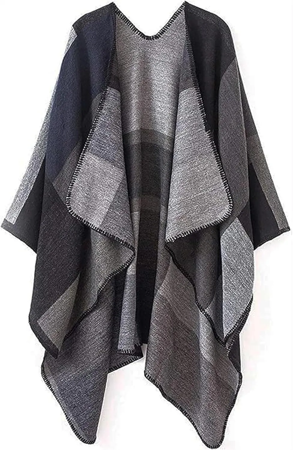 Women's Shawl Wraps Open Front Travel Poncho Cape Warm Oversized Plaid Sweaters Casual Cardigan Shawls